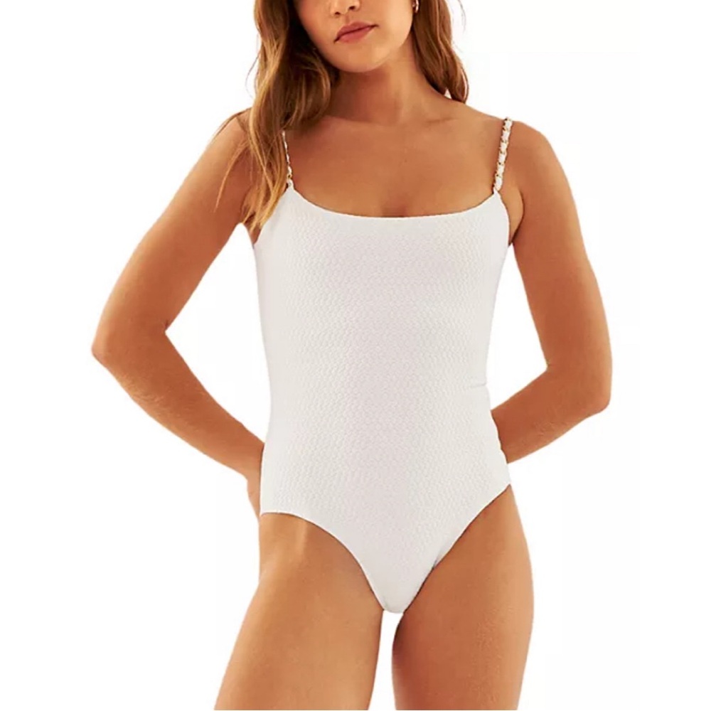 Aquamanile Jasmine Full Cut One Piece Swimsuit WHITE Small‎